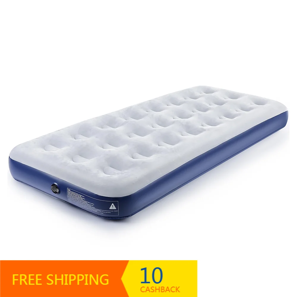 2‑Pack Flocked Inflatable Air Mattress Portable Sleeping Pad Travel Bed for Camping Outdoor Home Guest