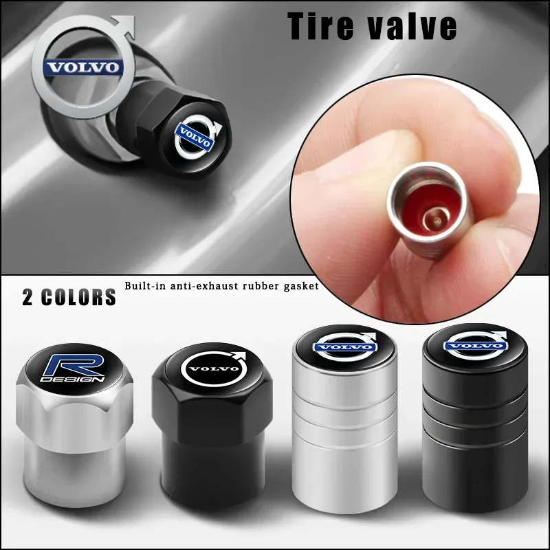 

For Volvo 4Pcs Car Tire Valve Caps Emblem Metal Cap Case Accessories For Volvo XC90 V90 V60 XC60 V40 S80 S60 S90 C40 XC40 V70 XC