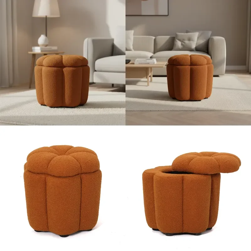 Modern Tufted Soft Eco-Friendly Fabric Storage Footstool Ottoman for Bedroom Living Room Home Office & Apartment Use
