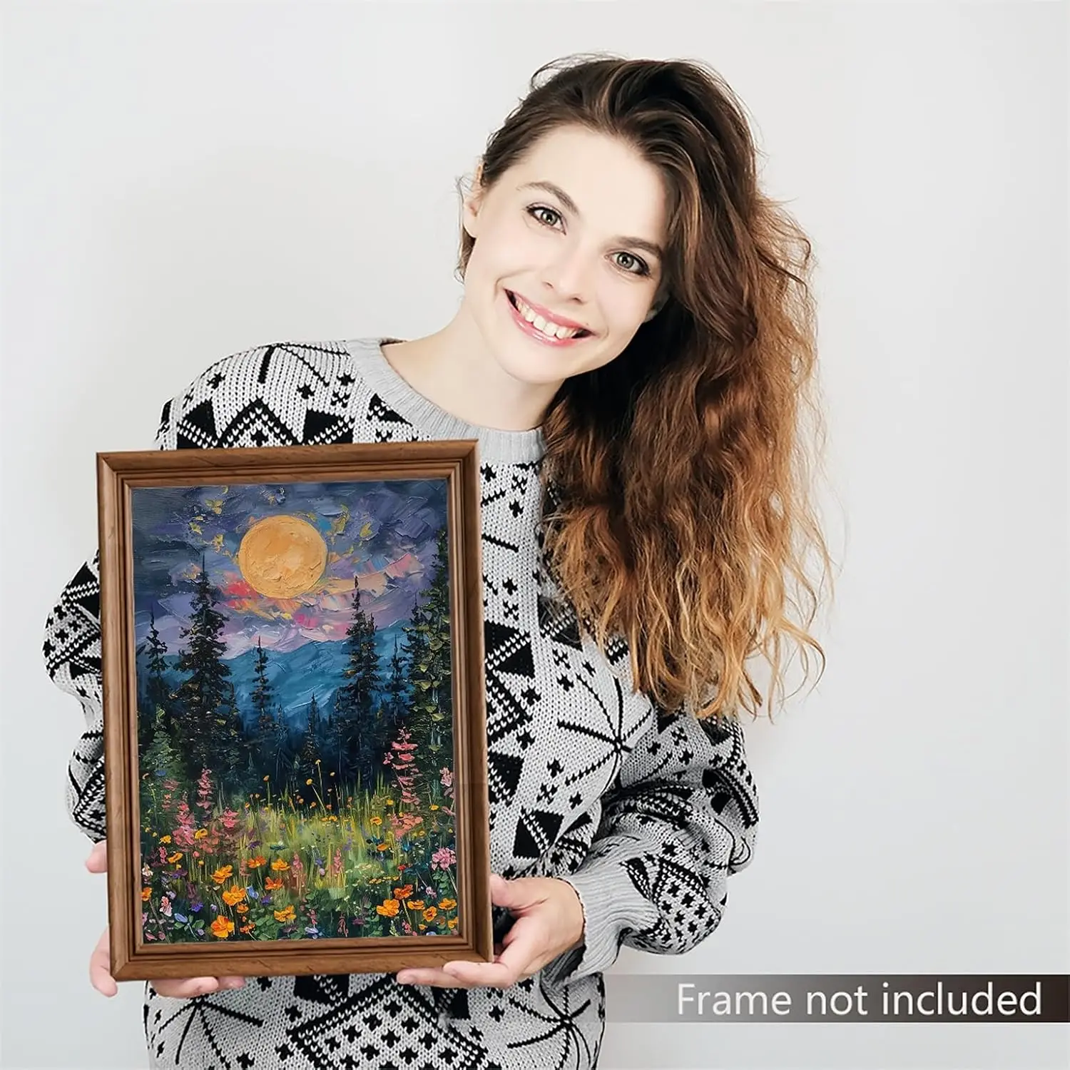 Retro Moonlight Flower Canvas Wall Art Poster, Dreamy Moonlight Plants and Flowers, Suitable for Home Wall Decoration