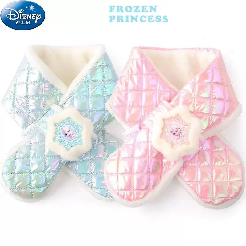 

Winter Children Scarf Kids Girls Muffler Cartoon Frozen Elsa Print Neck Protection Plush Warm Windproof Neck Cover Cold-proof