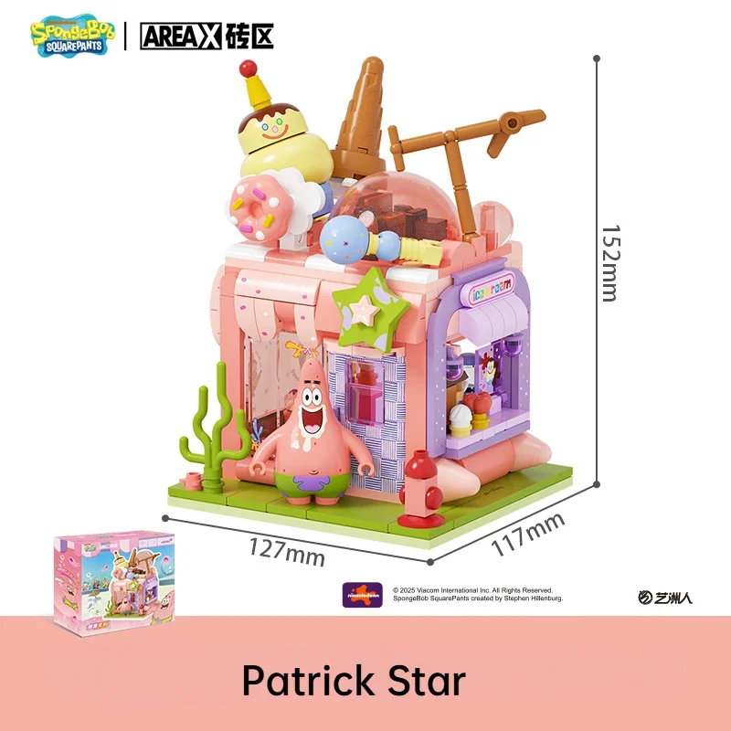 ใหม่ Areax SpongeBob SquarePants Series Building Blocks Squidward Tentacles Street View การศึกษาประกอบของเล่นชุดของขวัญ