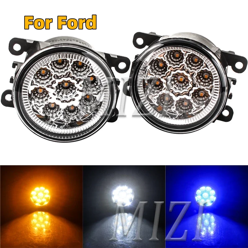 2pcs Fog Lights Headlights For Ford Focus MK2/3 Fusion Fiesta Tourneo Transit 2001-2015 LED Lamp Assembly Bright front lights