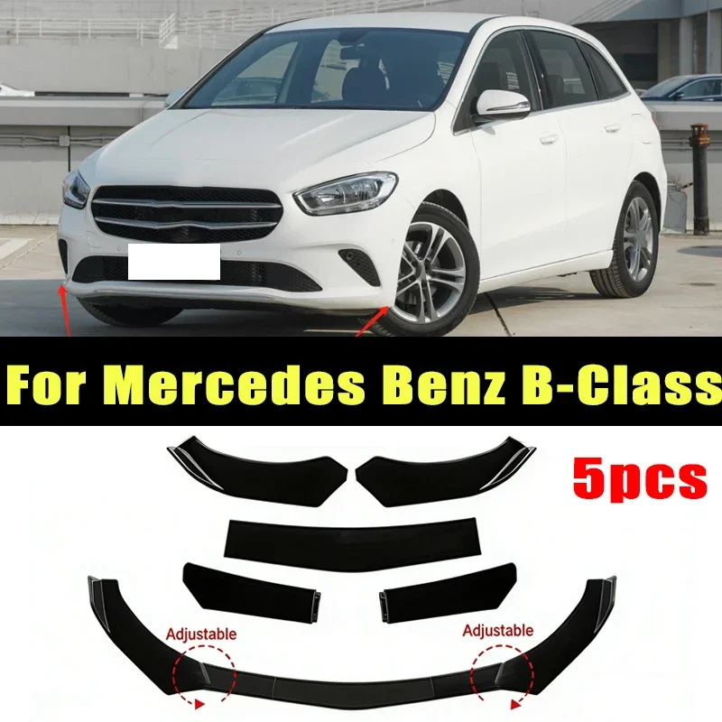 

5Pcs ABS Material Universal Car Front Bumper Separator Bumper Lip Body Kit Duck Lip Separator For Mercedes Benz B-Class