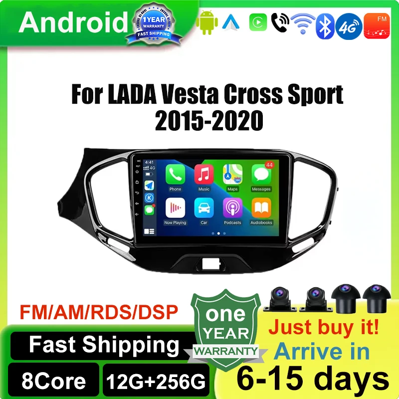 Android 14 Car Auto Player 4G WIFI DSP IPS Carpaly Radio GPS Navigation Video For LADA Vesta Cross Sport 2015 2016 2017-2020