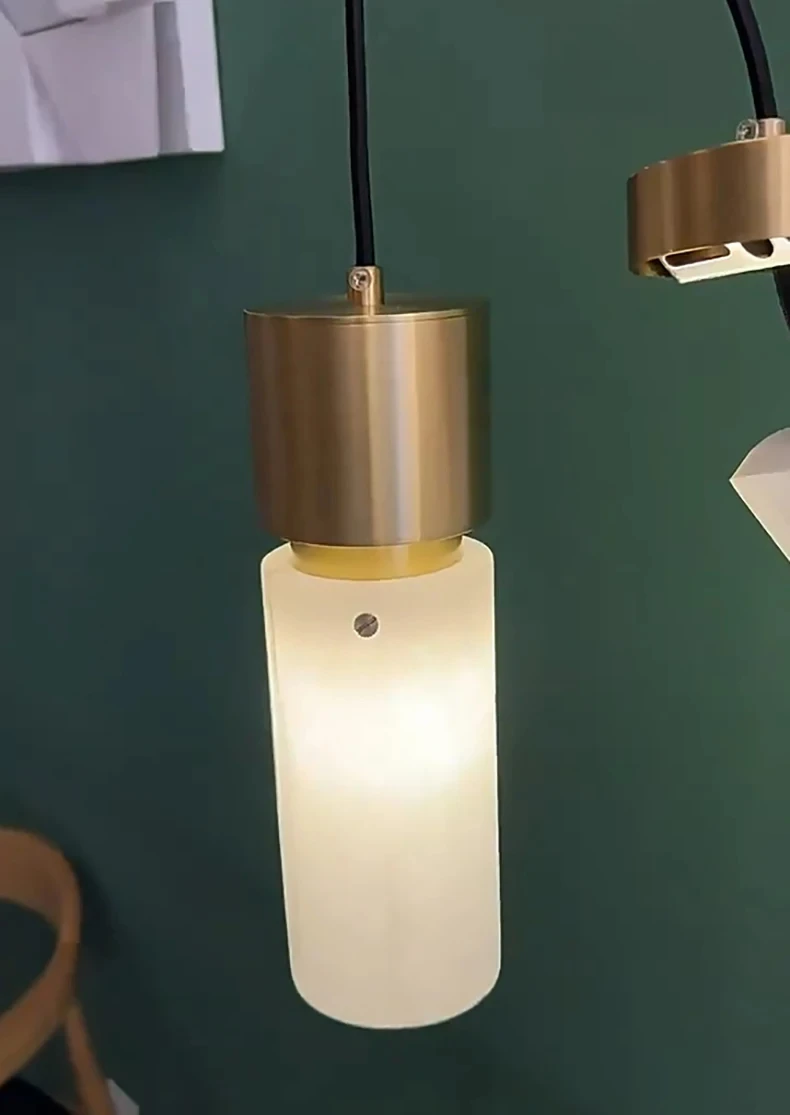 Natural Marble Chandelier Brass E14 Bulb