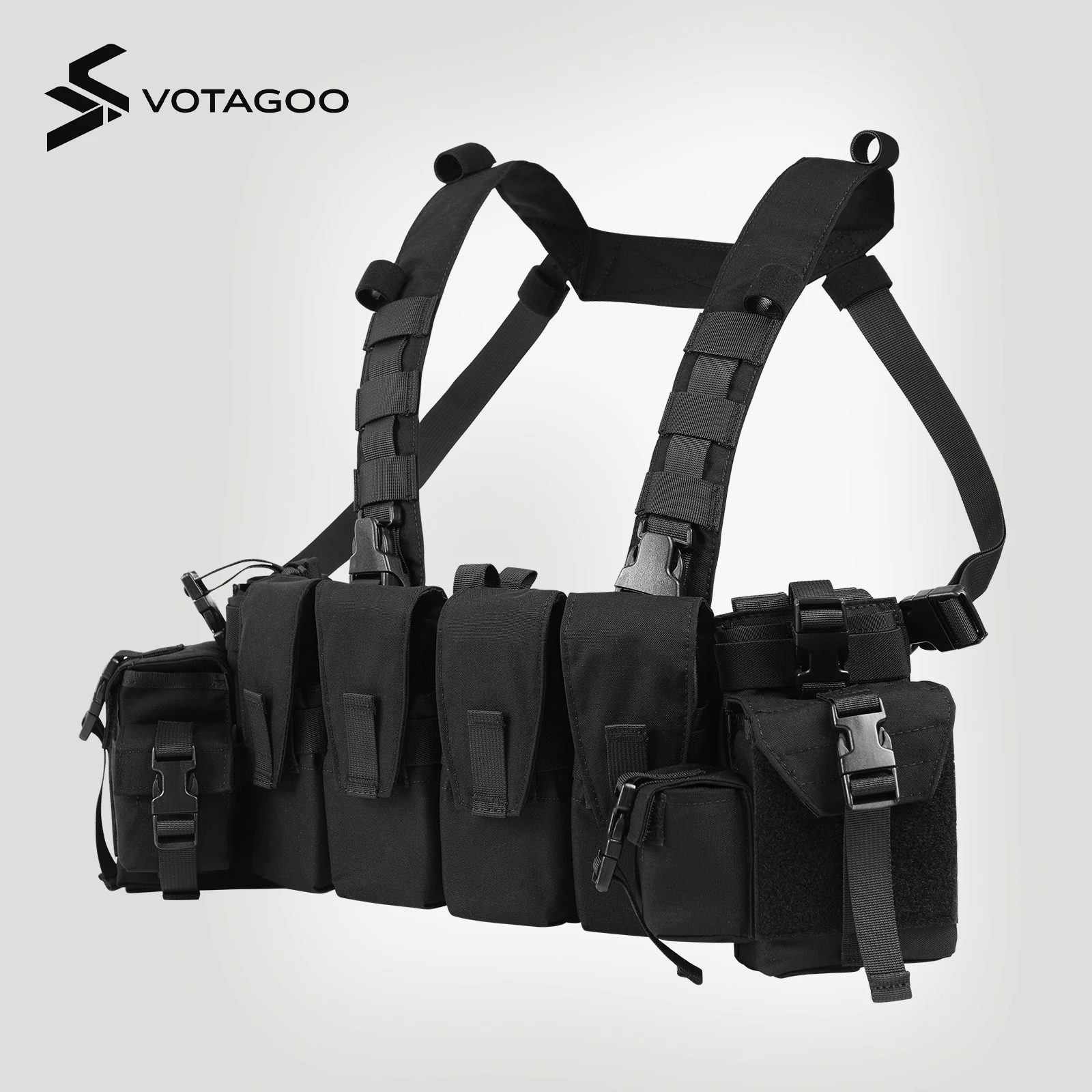 VOTAGOO タクティカルチェストリグ ベスト 5.56/7.62マガジンポーチ付き