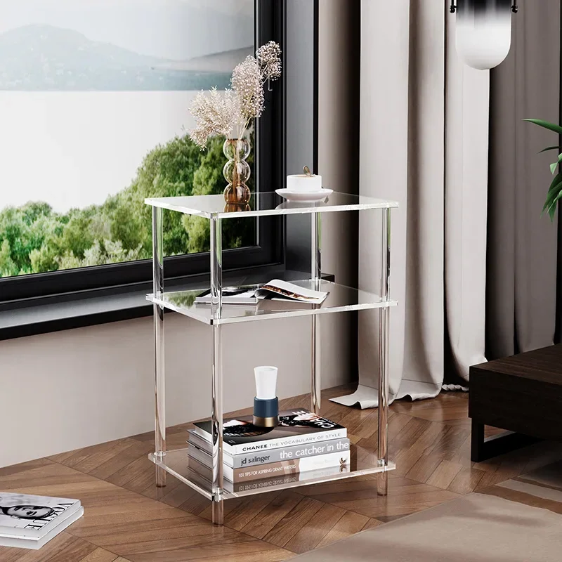 

-Acrylic Shelves, Floor-to-ceiling Multi-layer Storage Bookshelves Next To The TV Cabinet In The Home Living Room, Bedroom,