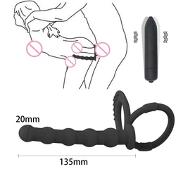 남녀공용 이중 침투 딜도 페니스 바이브레이터, 커플용 섹스 토이, 항문 구슬, 엉덩이 플러그, 섹스 링, G 스팟 마사지기, 성인 18 세 이상