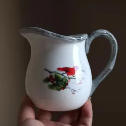 Holiday Hand Style Bird Festive Small Milk Pot High Temperature Ceramic Christmas Milk Pot Decoration