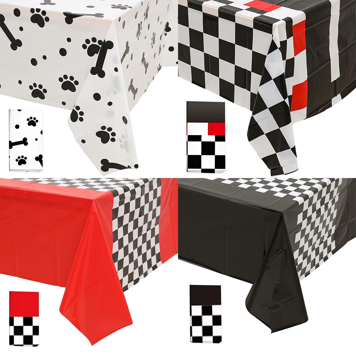 Puppy Paw Print PE Tablecloth Racing Theme Birthday Party Decorations Kids Boy Baby Shower Supplies Kitchen Dining Table Cover