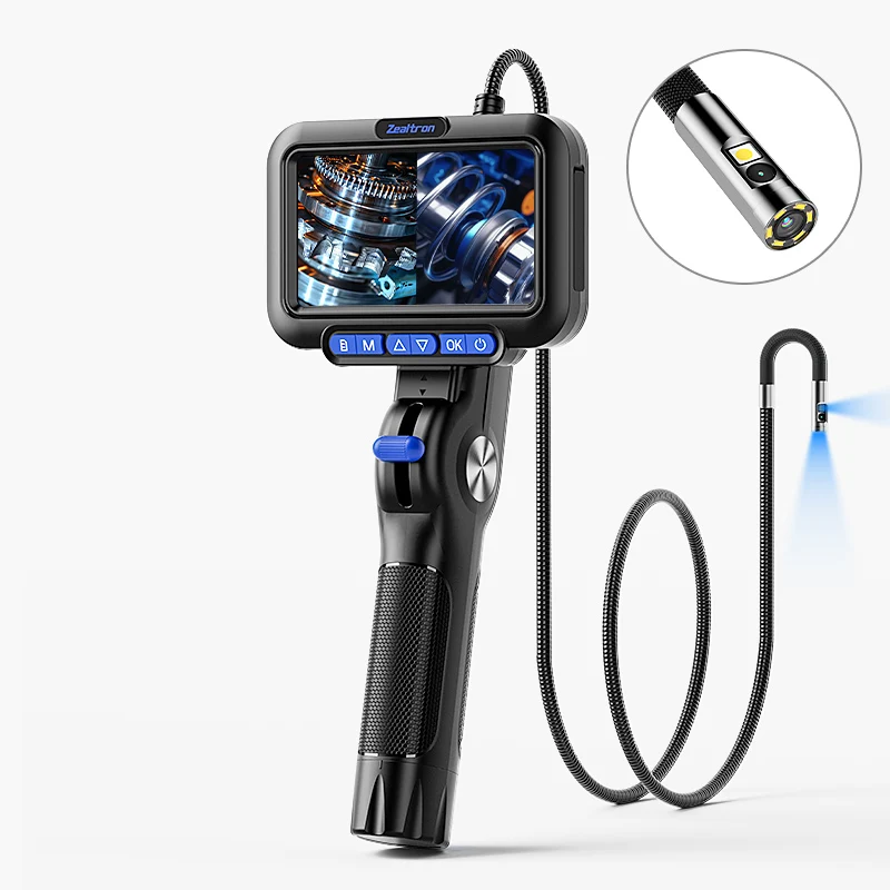 5'' Screen Two Way Articulating Endoscope Single Dual Lens 2-Way 360° Slide Rod Steering Rotation Camera Inspection Borescope