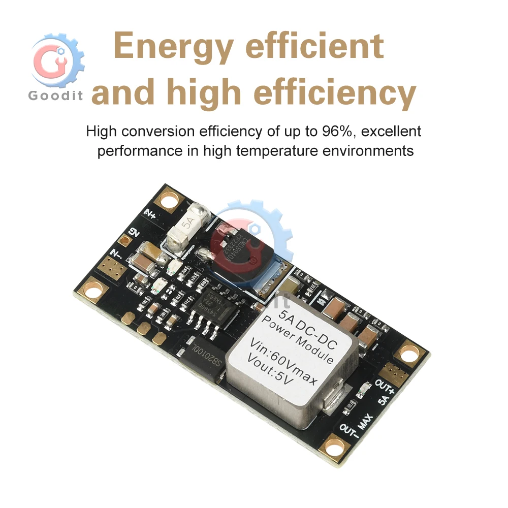 

5A DC-DC Step Down Converter 6.5-60V to 5V/12V Power Supply Module 96% Efficiency Buck Module with Reverse Polarity Protection
