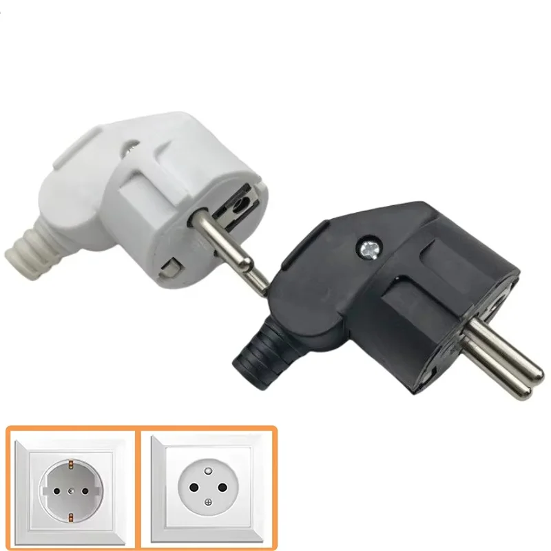 EU Plug Adapter 250V Male Replacement Outlets Rewireable Socket Electeic Socket 4.8mm Euro Connector For Power Extension Cable
