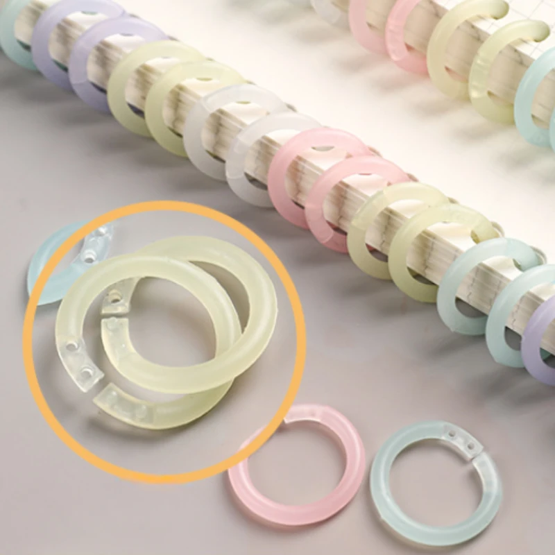 20Pcs/box Color Translucent Plastic Binder Ring Coil Notebook Photocard Collection Book Album DIY Loose Leaf Binder Clip Rings