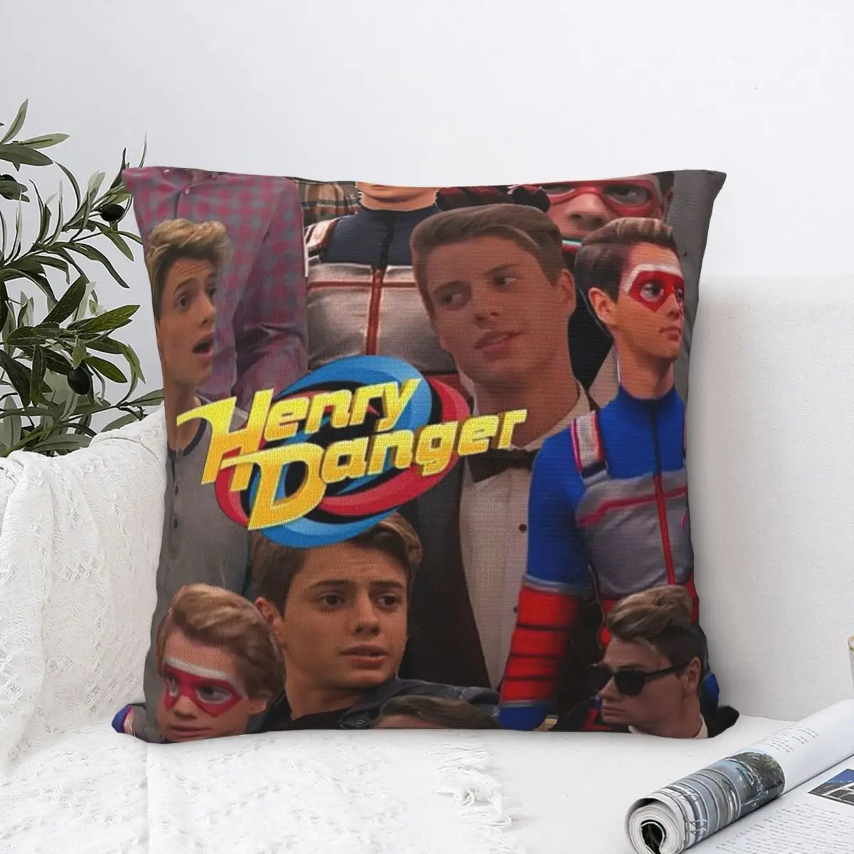 غطاء وسادة مربع من Henry Danger غطاء وسادة من البوليستر ديكور مريح لغرفة المعيشة المنزلية