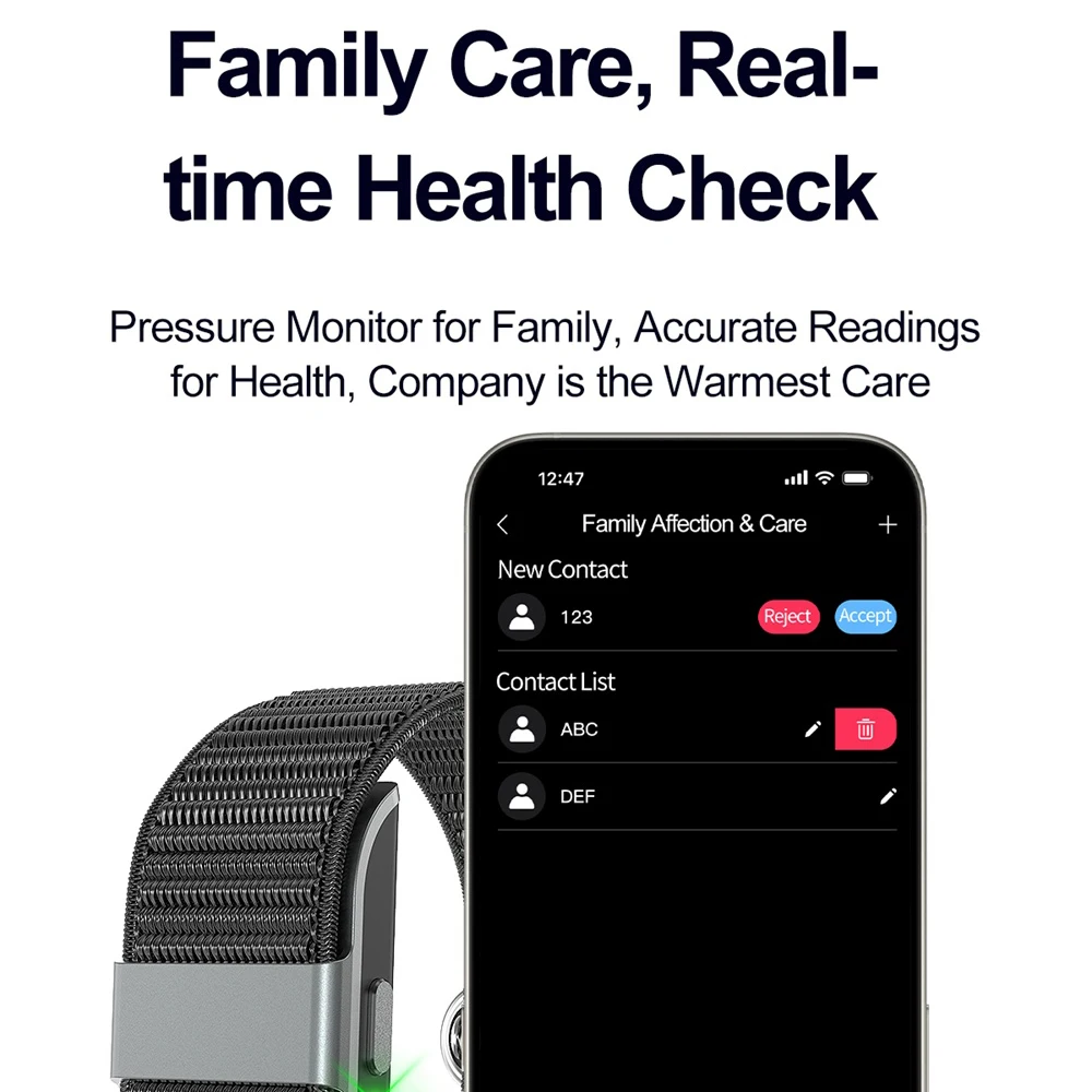 No-screen Smart Wristband  Pedometer & Sport Tracker Family Care 24H Heart Rate  Sleep Health Monitor For Men Women