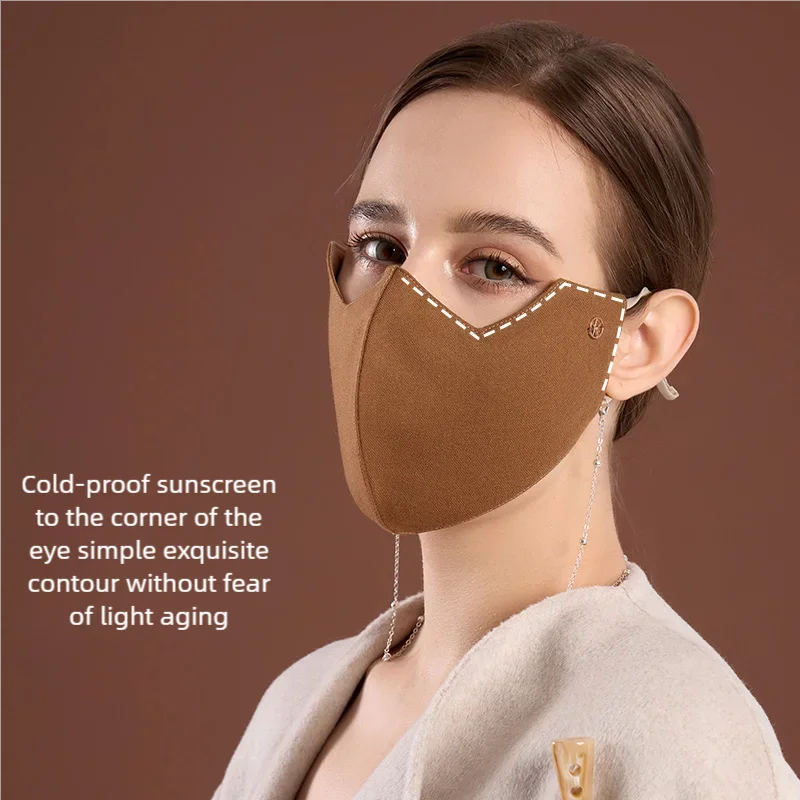 Mask for Women with Good Looks 2025 New Silk Sun Protection and Uv Protection Washable Autumn and Winter Windproof and Cold-Proof Stereo