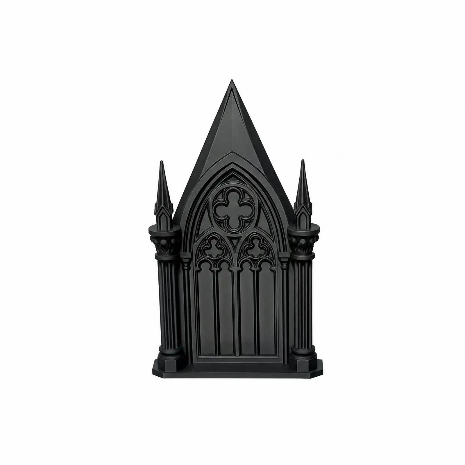 Decorative Miniature Window Gothic Scene Ornament for Dollhouse Diorama Display with Fluted Columns Spire Accent