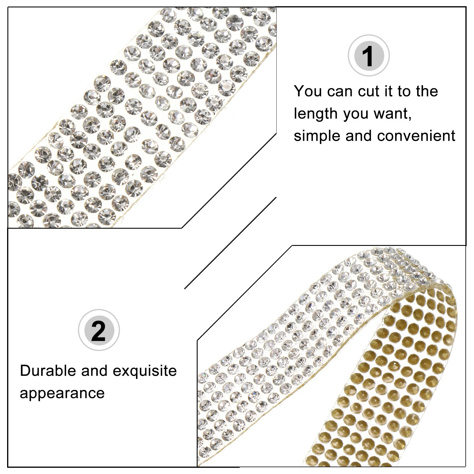 1 لفة حجر الراين التفاف كريستال تألق الشريط لاصق سلسلة DIY بها بنفسك حفل زفاف الحجاب زي الديكور