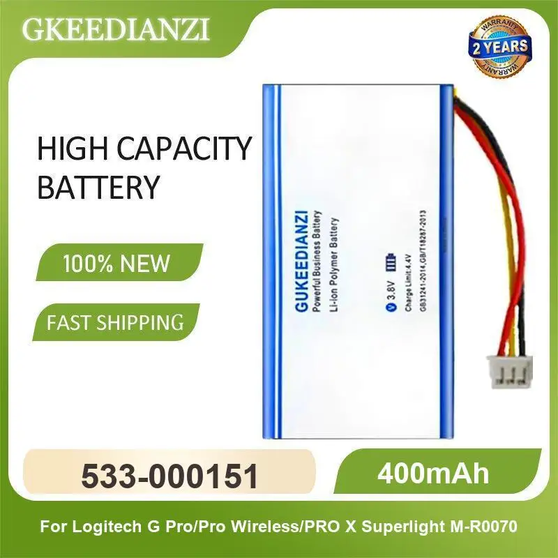 533-000151 Gaming Mouse Battery For Logitech G Pro/Pro Wireless/PRO X Superlight M-R0070 400mAh High Capacity