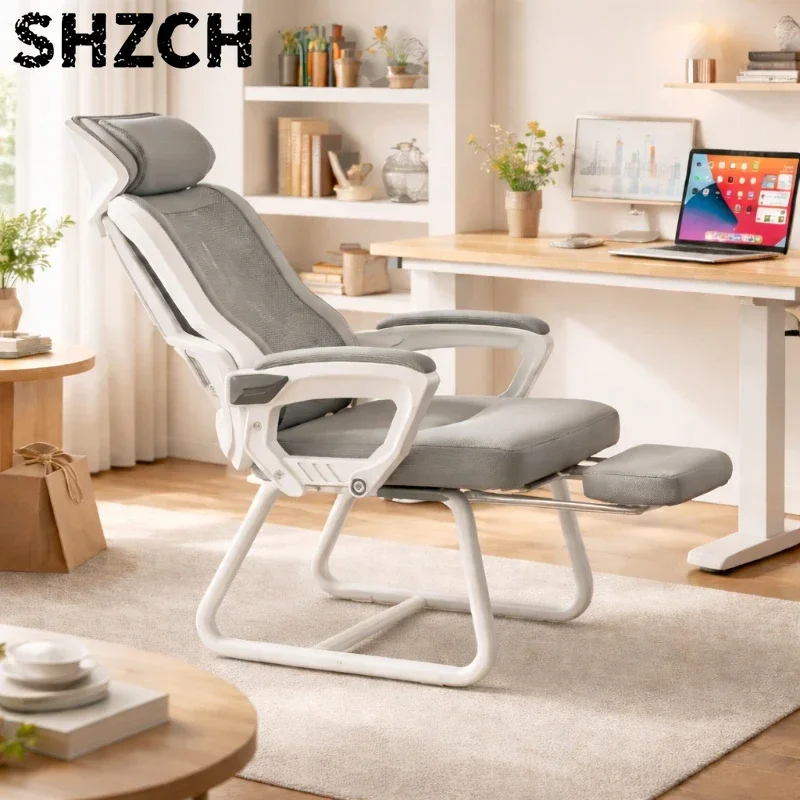 Office Chair Ergonomic Breathable Computer Chair High Density Elastic Seat Reclining Swivel Chair for Home Office