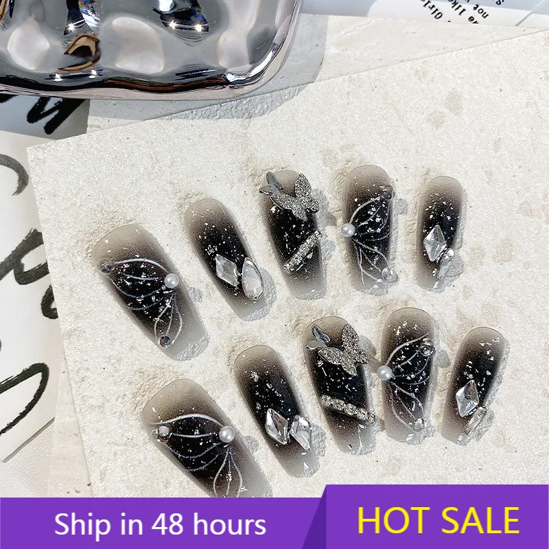 

YTYIN Pure Hand-Wearing Mid-Length Manicure Sticker Flying Wings Diamond Removable Armor Pieces Little Red Book Artificial Finge