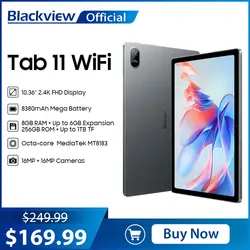 Blackview Tab 11 WIFI Tablet 10.36'' 2.4K FHD Display 14GB 256GB MT8183 Octa Core 8380mAh Android 12 Tablet PC With 16MP Cameras