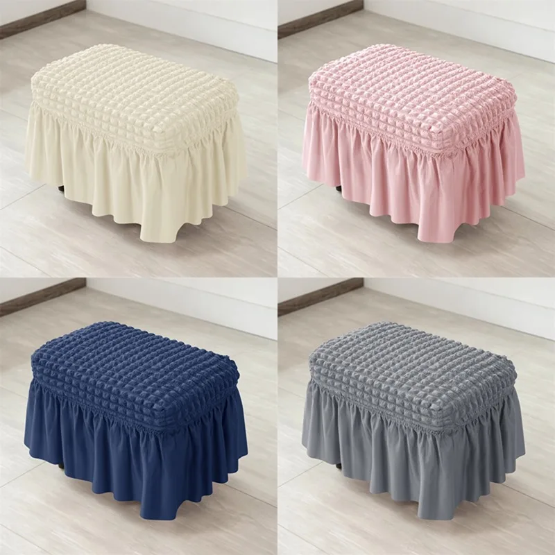 Housse de jupe de repose-pieds à grille à bulles, 1 pièce, housse ottomane extensible et Durable, couleur unie, antidérapante, pour repose-pieds, pour salon