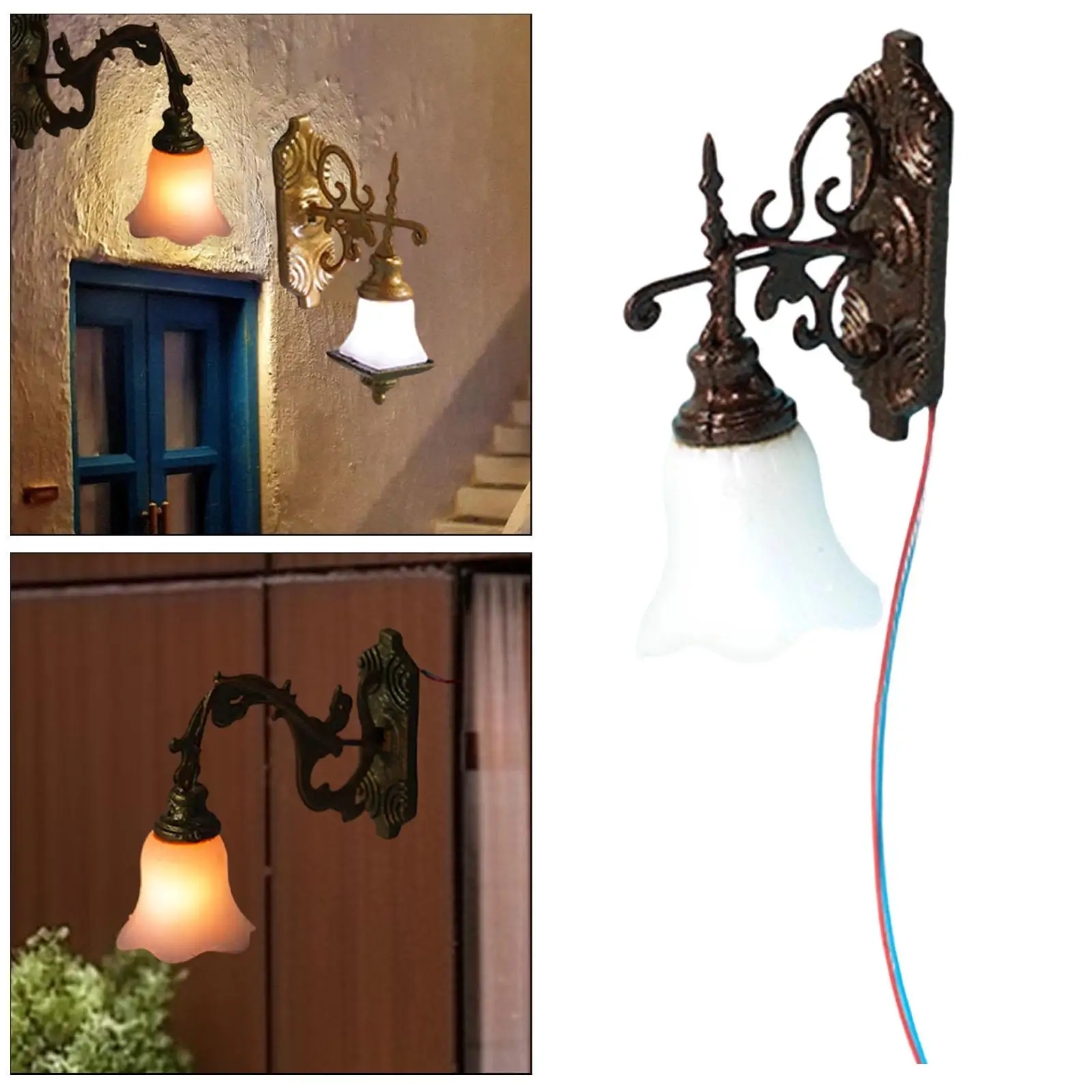 1:87 HO مقياس الجدار مصباح، لعبة الأثاث، زخرفة، الديكور، لوازم المناظر الطبيعية هدية دمية الملحقات مصباح نموذج دمية الخفيفة