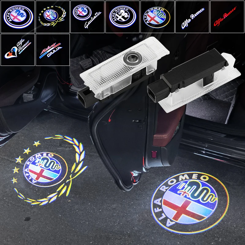 

2026 Горячая автомобильная наклейка, 2 шт., 3D светодиодный проектор с логотипом на дверь автомобиля для Alfa Romeo 147 159 156 Giulietta Giulia Mito Stel