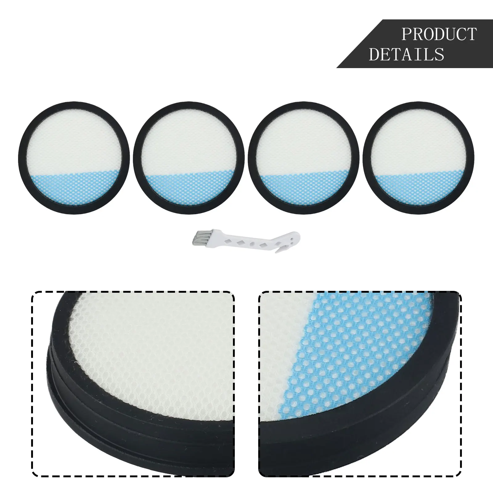 

Vacuum Cleaner Part Filter Black White High Quality Plastic Reusable 4.72x2.76x0.79inch 4pcs PBLSV717B PBLSV717K