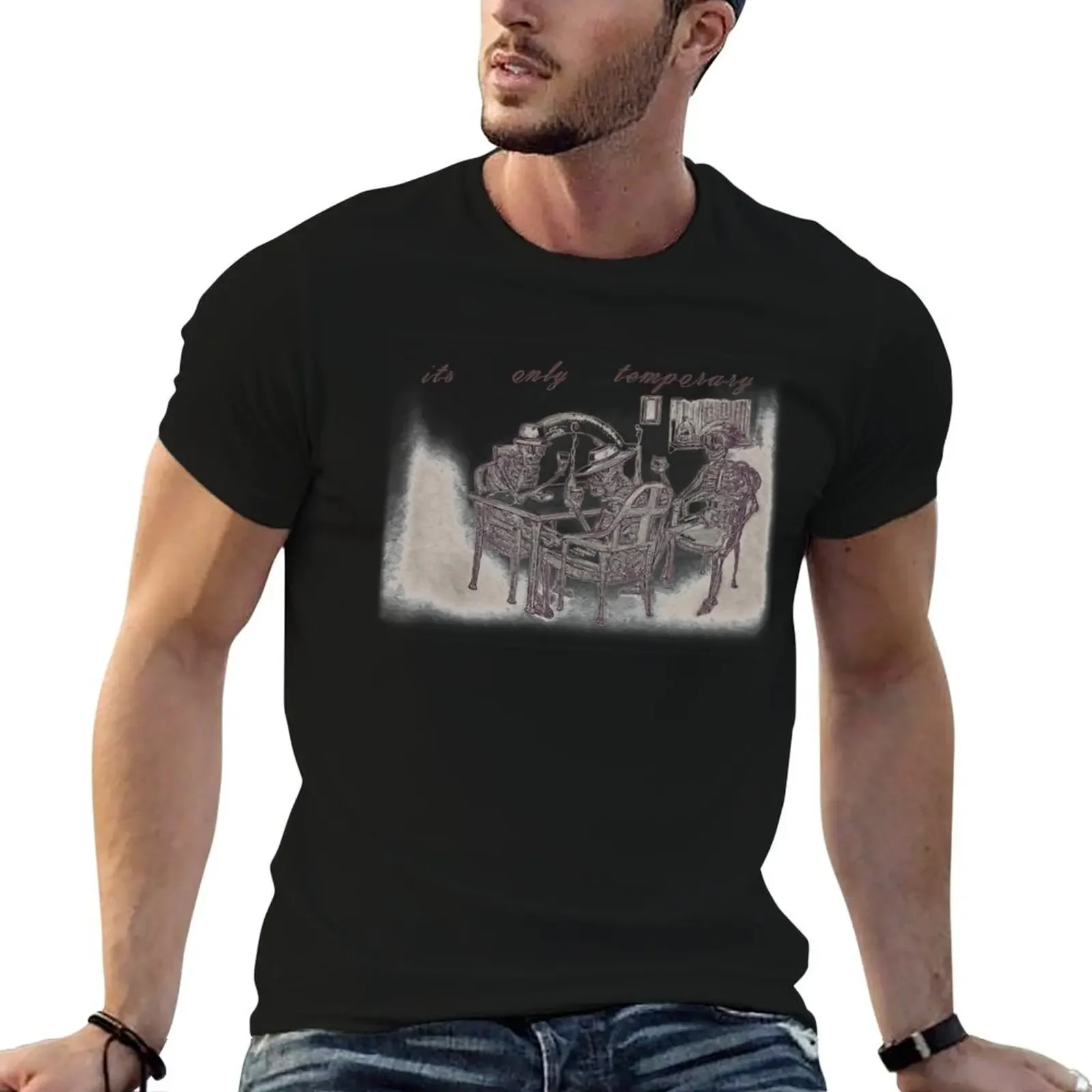 Its Only Temporary T-Shirt cotton graphic tees vintage clothes boys animal print fitted t shirts for men