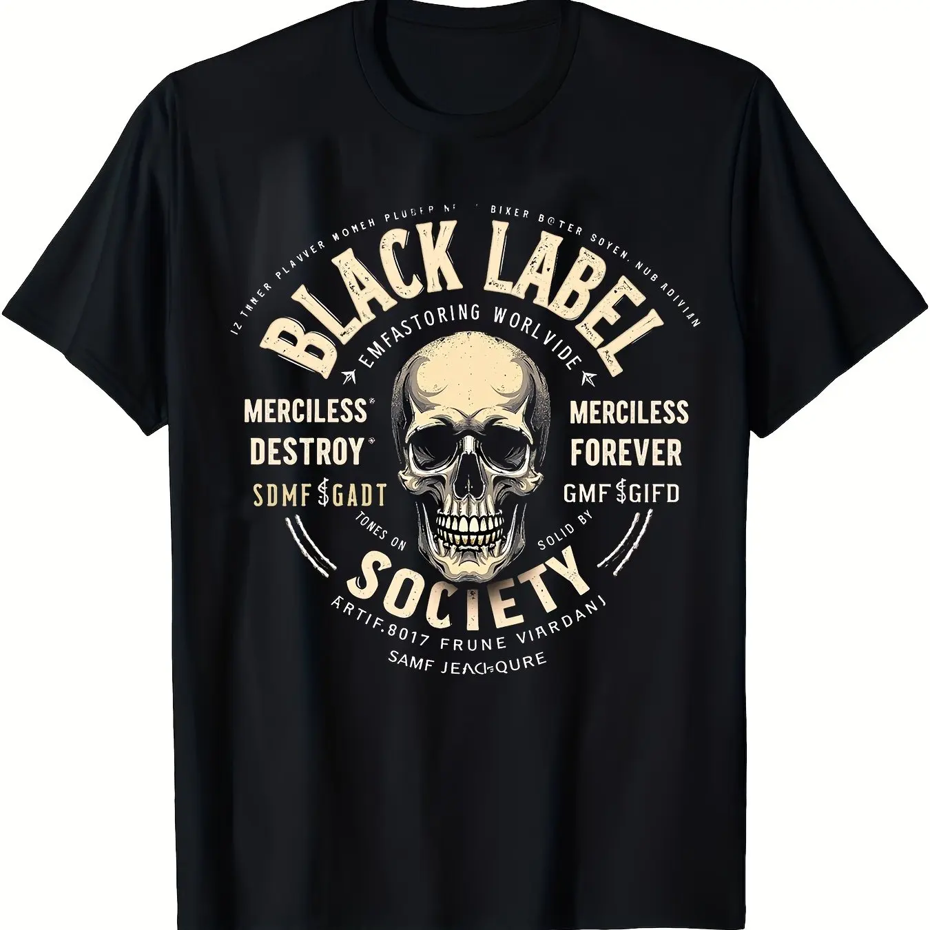 Sommer-T-Shirts für Herren aus reiner Baumwolle, Black Label Society Skull All Season Cotton, einseitig bedruckte, kurzärmlige T-Shirts mit Rundhalsausschnitt