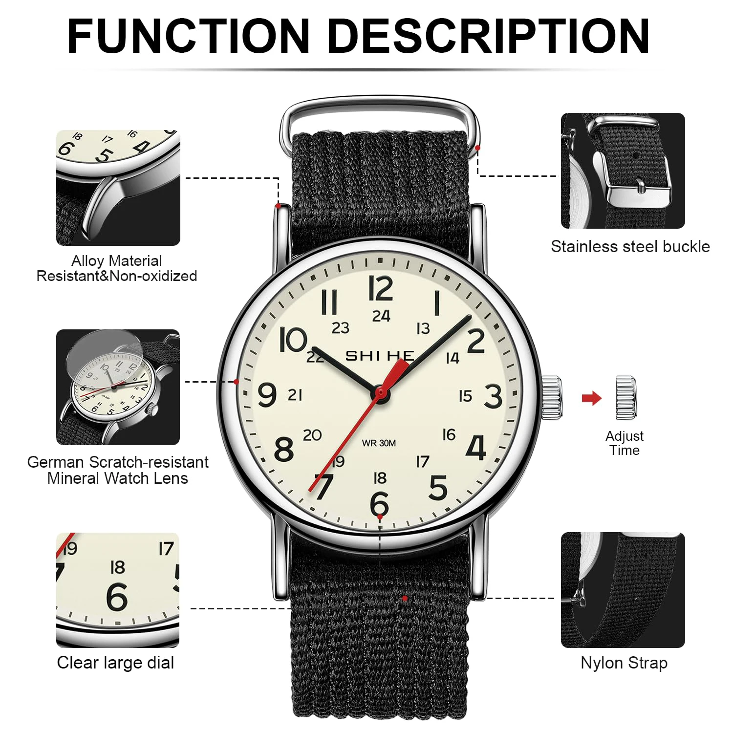 Unisex Horloge Voor Mannen Vrouwen Gemakkelijk Lezen Wijzerplaat Paar Eenvoudige Militaire Sport Quartz Reloj Nylon Band Nieuw Polshorloge Leger Groene Klok