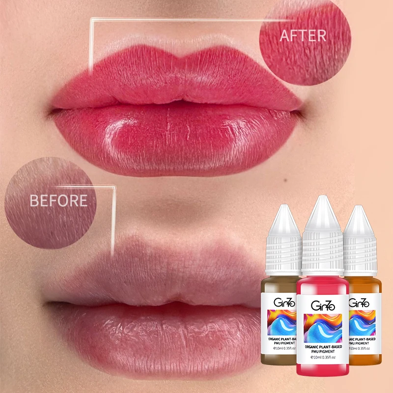 Ginzo 15 Colors Tattoo Pigments Semi Permanent Makeup Lip Ink Tattoo Microblading Pigment for Lip Eyebrows Body Art Beauty Lips