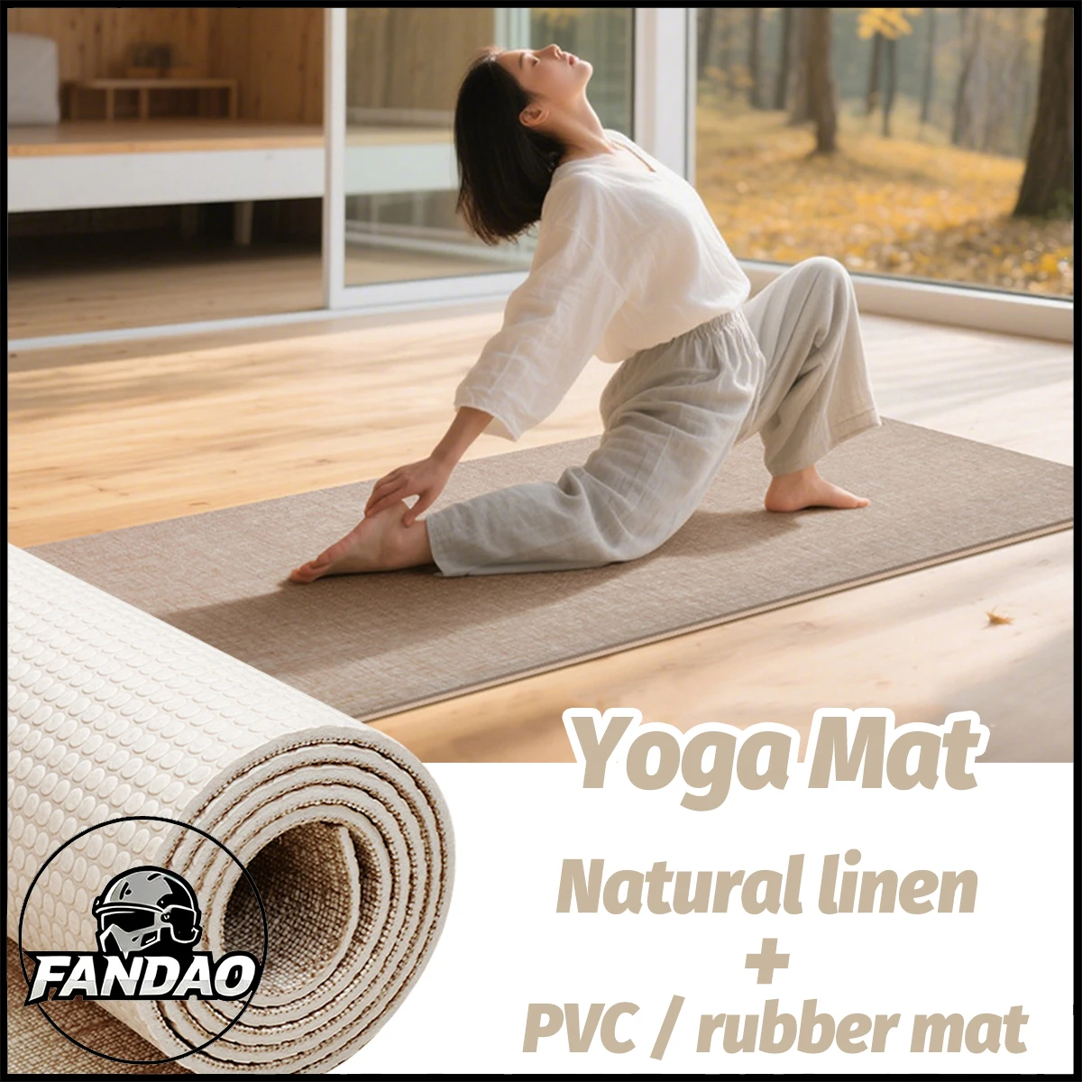 

Yellow Linen & Natural Rubber Yoga Mat - New Professional Non-Slip Shock-Absorbing Soundproof Mat for Women Home Fitness Workout