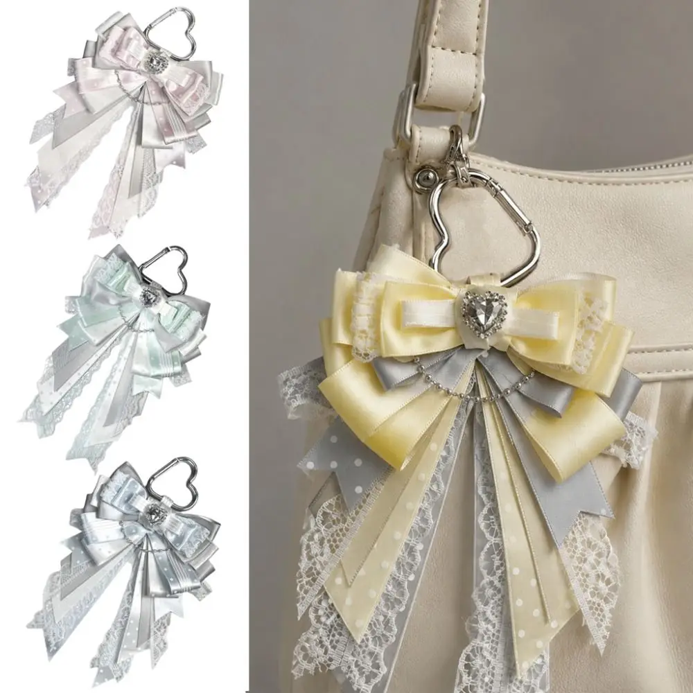 Pendant Style Bow Ribbon Keychain Pink Lace Bow Handmade Backpack Pendant Itabag Decoration Accessories Itabag Carat Rod Pendant