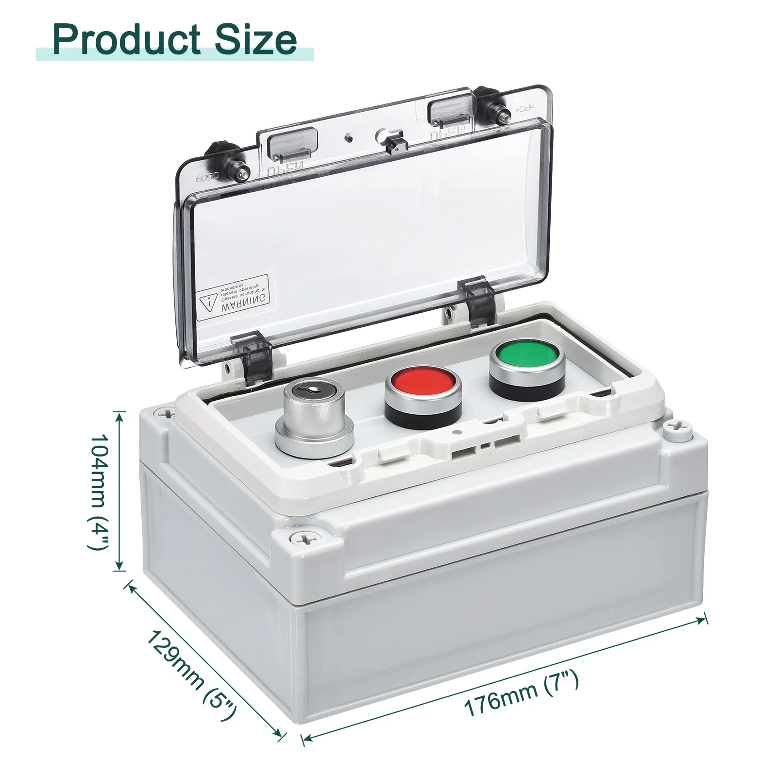 ABS IP67 Waterproof Push Button Junction Box Green Button Lock Button Selector Switch for IndoorOutdoor Electrical Communication