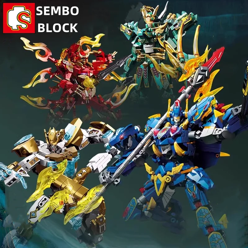 SEMBO Chinese Dragon Building Block Transformation Robot Model Holy Beast Action Figure Boy Birthday Gift Children's Toy