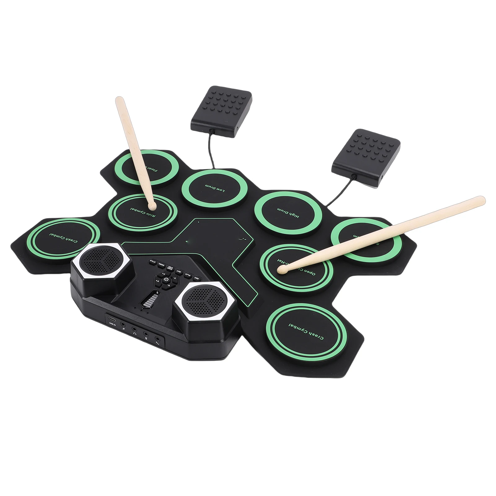 

Folding Silicone Hand Roll USB Electronic Drum Portable Practice Drums Pad Kit With Drumsticks Sustain Pedal