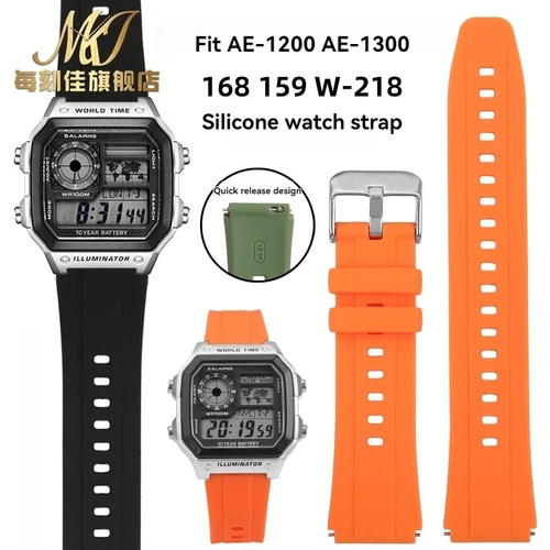 Para Casio 3299 AE1200 AE-1200 AE-1200whAE-1300 A158/159 a168w/A158W GW400 F91W correa de reloj de silicona de goma de liberación rápida 18mm