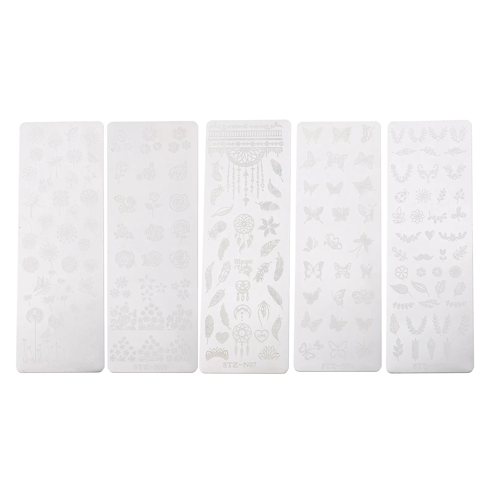 

5pcs Art Plates Stamping Templates Stainless Printing Decal Stencils Manicure DIY Nail Decal Stencils Gifts