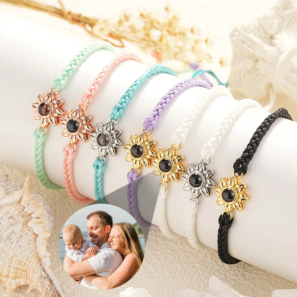 

DHQH New Woven Projection Bracelet Women's Custom Photo Sunflower Bracelet Flower Projection Photo Bracelet Mother's Day Gift