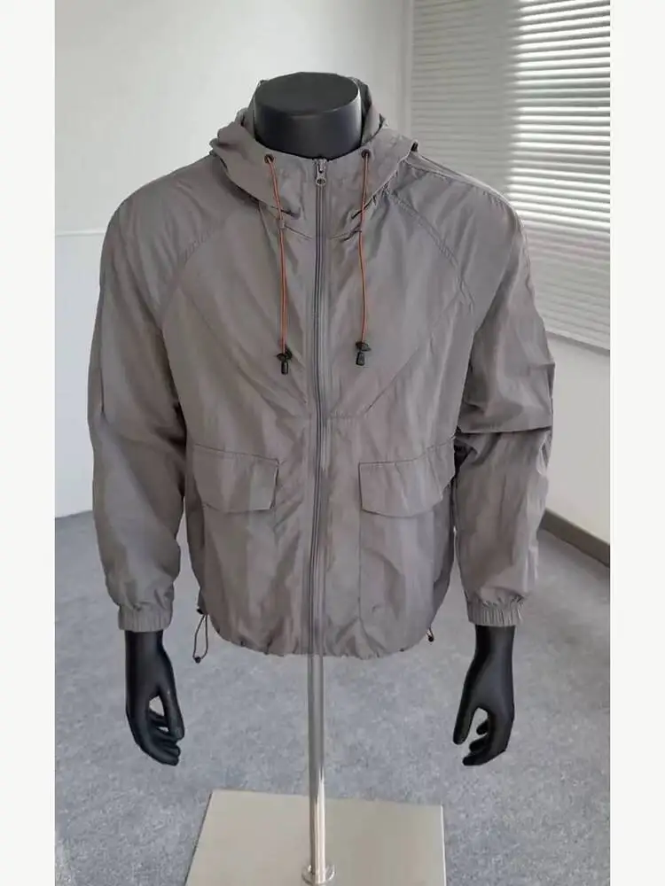 Unisex Hooded Sun Protective Jacket 2026 Summer New Dark Gray Ice Silk Men Women Thin Breathable Outdoor Cool Quick Dry Coat