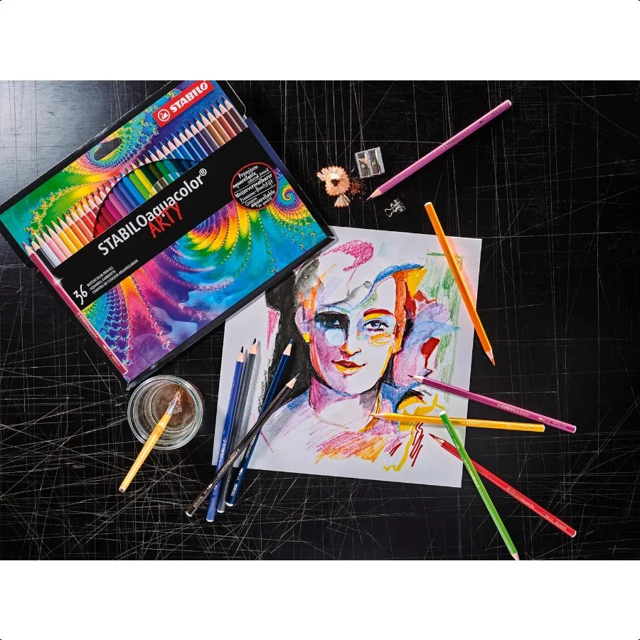 قلم تلوين Aquarellable مائي اللون مكون من 36 لونًا متنوعًا