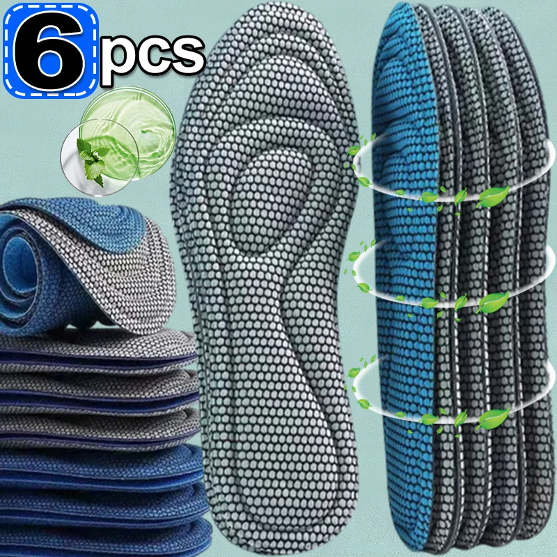 2/6pcs Memory Foam Orthopedic Insoles Shoes Men Women Nano Antibacterial Deodorization Insole Sweat Absorption Running Cushion