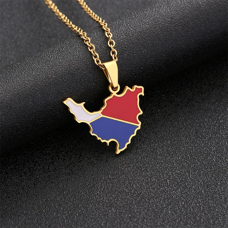 European And American Stainless Steel St. Martin Island Map Pendant Necklace Gift For Friends