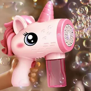 Elektrische Blasenpistole Einhorn Automatisches Blasen mit Lichtern Outdoor Party Games Kinder Kinderspielzeugmaschine, Sommer 6 Hauptverkaufsmaschinen Sabão Bubbles - №3