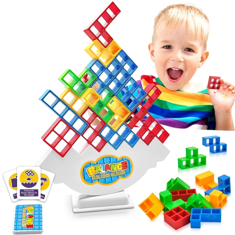16-48pcs Kids Balance Toys Stacked Tower Board Games Stacking Building Blocks DIY Assembly Educational Toy for Children Boy Gift